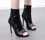 chunky leather ankle boots - Black