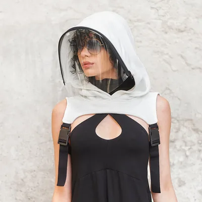 Fashion Full Face Mask Women Men Hooded Shield Mask For Anti dust Protection Shield Mask Outdoor Safe Masks Decoration Party White - Shop at LoveMi