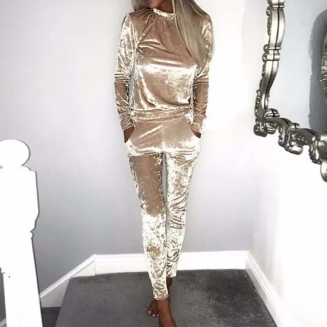 Velvet leisure sports suit Khaki - Shop at LoveMi
