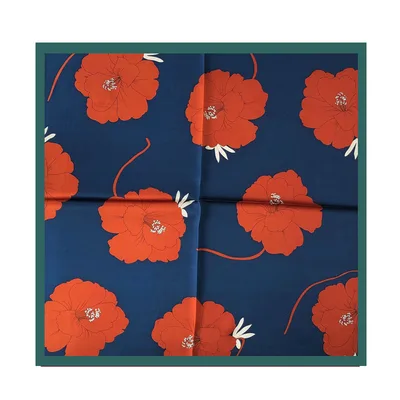 Decoration flower silk scarf Navy Blue - Shop at LoveMi