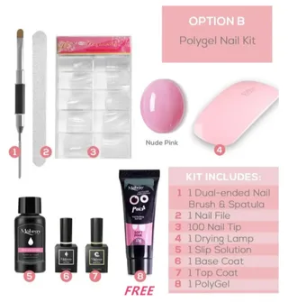 Nail extension glue 15ml non-paper support crystal fast nail extension gel UV phototherapy glue - Nude Pink Full Kit