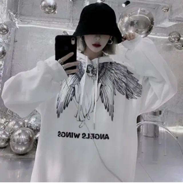 Mid length Loose And Thin Hooded Sweater White - Shop at LoveMi