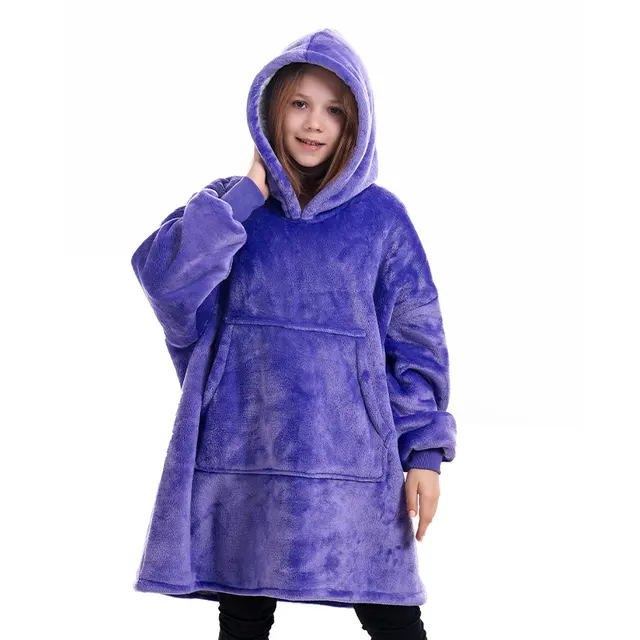 Hooded ladies double layer sweater flannel lazy pullover Purple - Shop at LoveMi