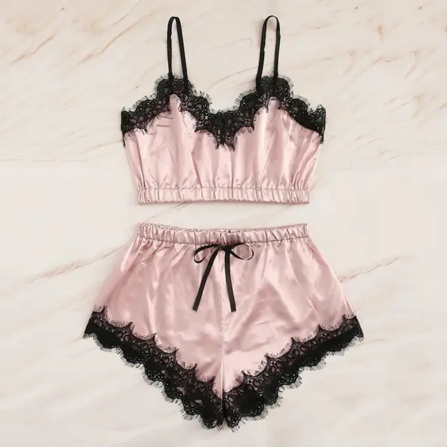 Two piece embroidered silk shorts Pink - Shop at LoveMi