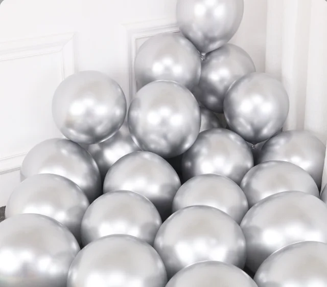 Metallic Gold White Pearl Balloons Baby Shower Wedding Birthday Party Navy Blue Gold Confetti Ballon Decor Kid 20Pcs Silver - Shop at LoveMi