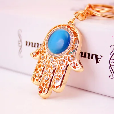 Exquisite gem palm shape bag key chain Water Blue - Shop at LoveMi