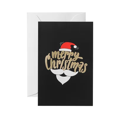 Black folding greeting card Santa Claus - Shop at LoveMi