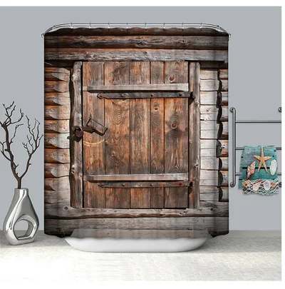 Old wooden door shower curtain Cx707Style - Shop at LoveMi