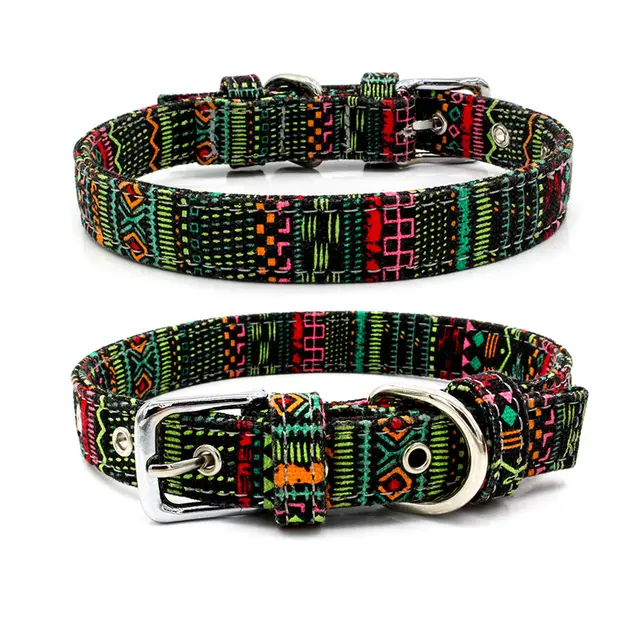 Pet Collar Double Layer Colorful Fabric Dog Collar Traction Dog Leash - Shop at LoveMi
