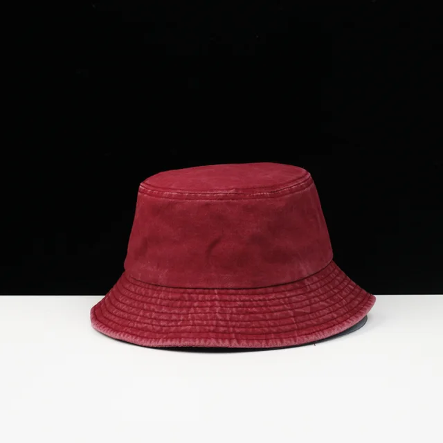 Do the old washed denim fisherman hat Wine Red - Shop at LoveMi