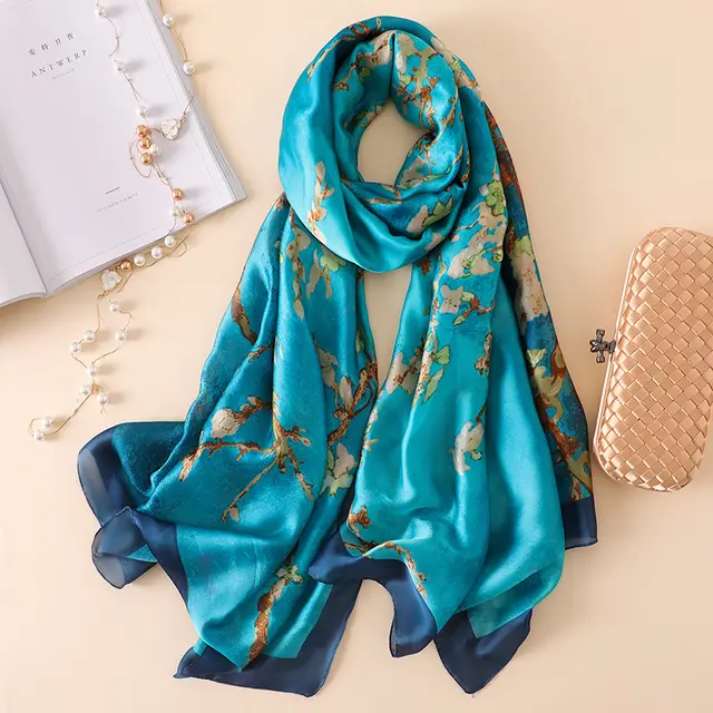 All-Match Spring, Autumn And Winter Silk Scarf Women Thin Scarf - Green