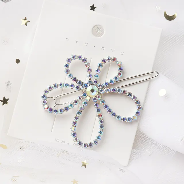 Rhinestone hairpin female alloy alphabet star bangs Flowers - Shop at LoveMi