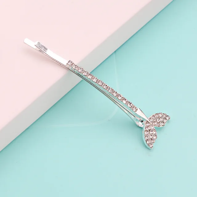 Rhinestone hairpin female alloy alphabet star bangs Silver Fish Tail - Shop at LoveMi