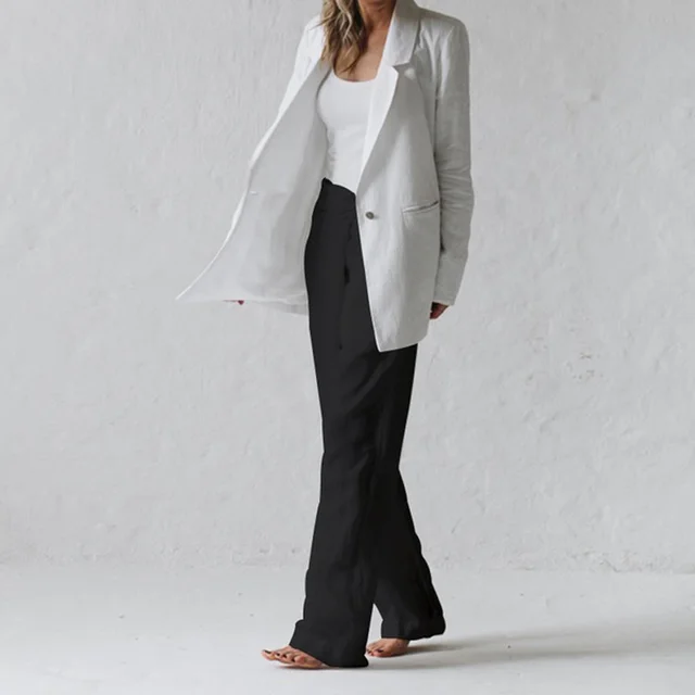 Temperament wide leg casual pants Black - Shop at LoveMi