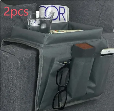 Handrail Couch Armrest Arm Rest Organizer Remote Control Holder Bag On TV Sofa Grey 2Pcs - Shop at LoveMi