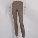 European and American street sports and leisure pants women Houndstooth Ribbon high waist tight stretch pants - Brown
