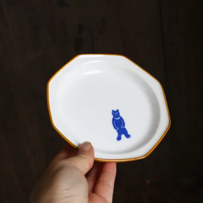 Anise hand painted hedgehog bird dinner plate Small Bear12 - Shop at LoveMi