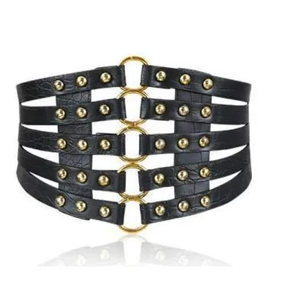 Retro Hollow Orange Ultra Wide Girdle All Match Skirt Down Jacket Decoration Black Gold - Shop at LoveMi