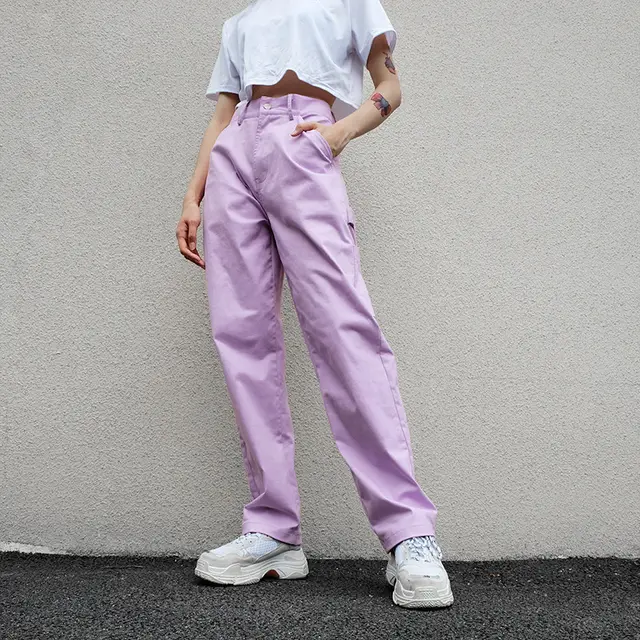 Side pocket high waist overalls Purple - Shop at LoveMi