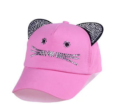 Spring And Summer Denim Baseball Cute Cat Ears Baseball Sunscreen Visor Baby Cat Hat Pink - Shop at LoveMi