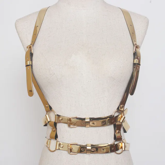 Gold mirror pu atmospheric moisture belt belt Gold - Shop at LoveMi