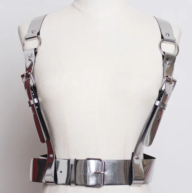 Gold mirror pu atmospheric moisture belt belt Silver A - Shop at LoveMi