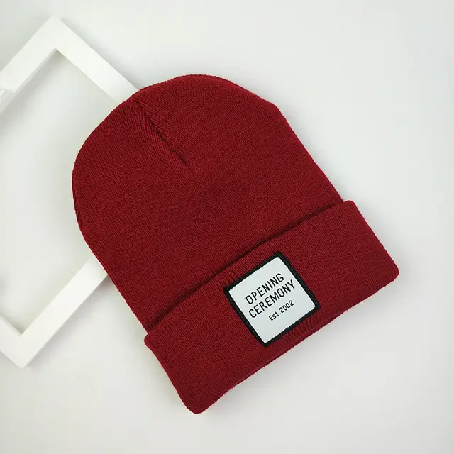Solid color outdoor warmth knit hat Wine Red - Shop at LoveMi