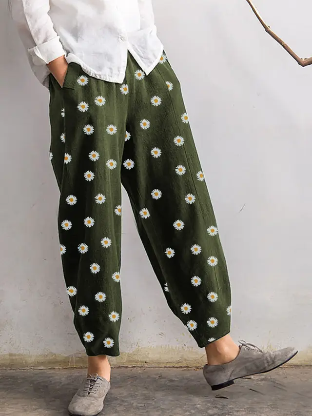 Daisy print pants Green - Shop at LoveMi