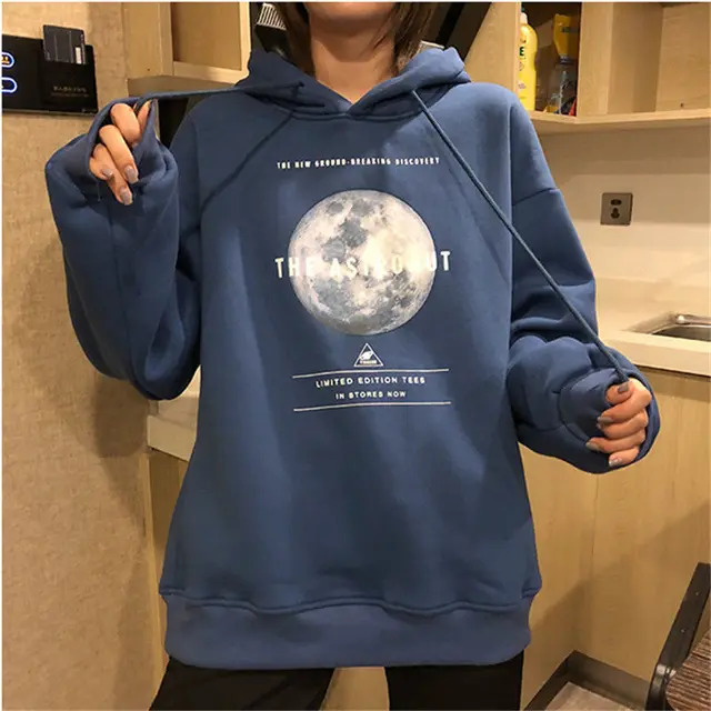 Lazy Wind and Velvet Thick Hooded Sweater Coat Women Blue - Shop at LoveMi