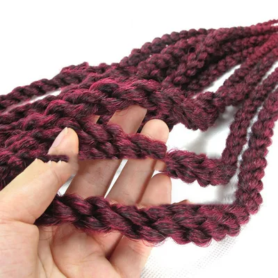 Crochet Braid Hair Synthetic Black Brown Senegalese Twist Crochet Twist Braids For Women Red Wine - Shop at LoveMi