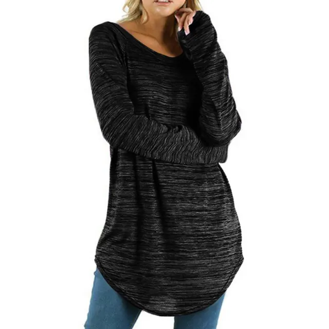 Solid color long sleeve T shirt Black - Shop at LoveMi