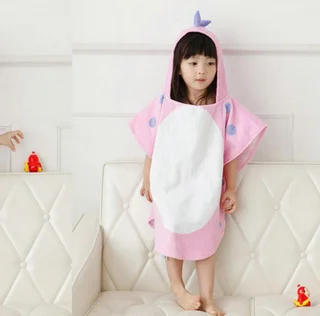 Cotton hooded baby bath cape cape - Pink