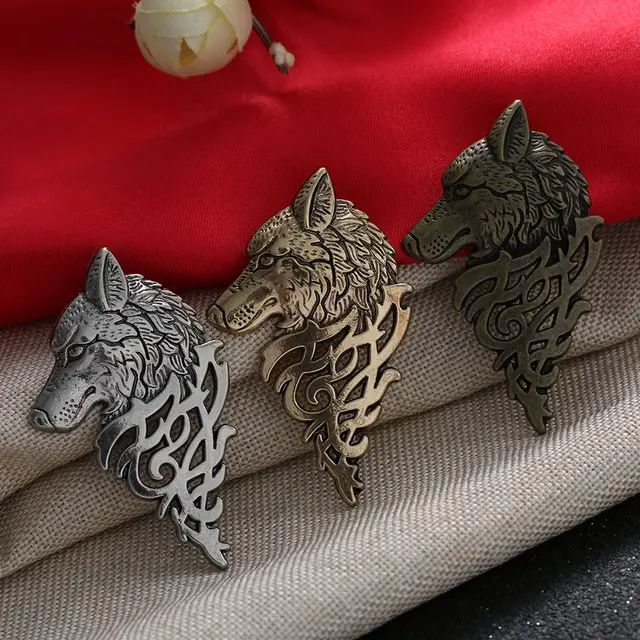 Charming Vintage Men Punk Wolf Badge Brooch Lapel Pin Shirt Suit Collar Jewelry Gift For Men Summer Wear Nice Gift Antique Copper - Shop at LoveMi