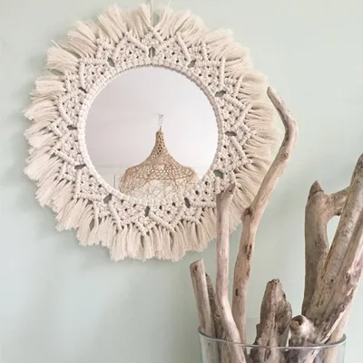 Sunflower. INS Scandinavian Girl Heart Mirror Handmade Tapestry Cosmetic Mirror Ring Home Decoration - Shop at LoveMi