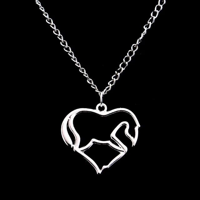 Fashionable peach heart horse necklace Silver - Shop at LoveMi