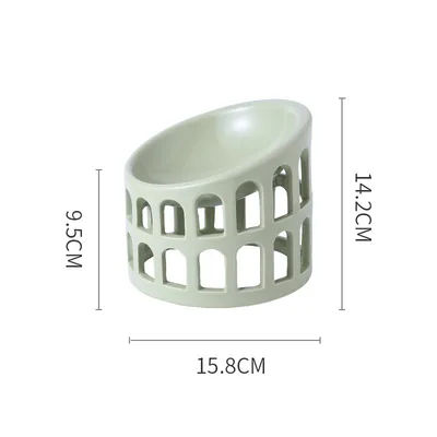 Ceramic High foot Oblique Neck Pet Bowl Green - Shop at LoveMi