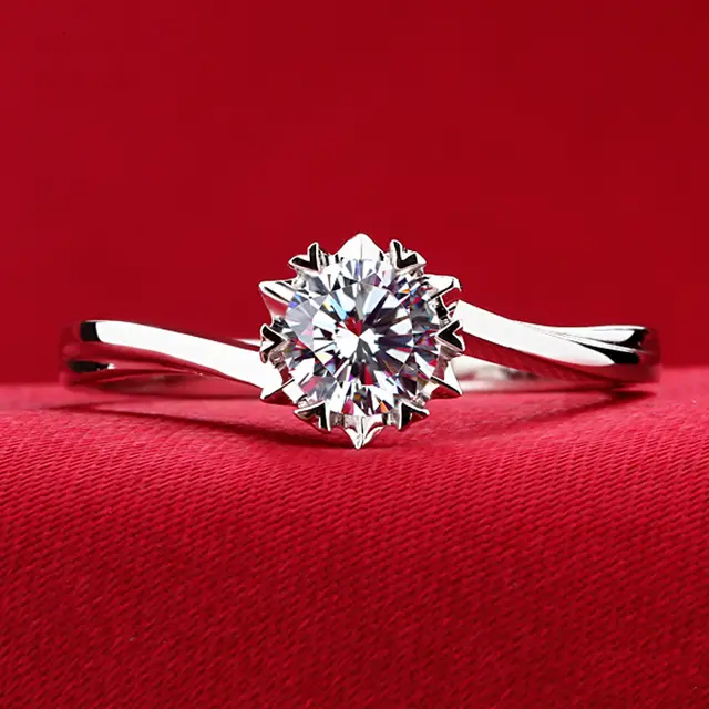 Classic twisted arm snowflake ring sterling silver plated platinum proposal marriage ring Number 6 - Shop at LoveMi