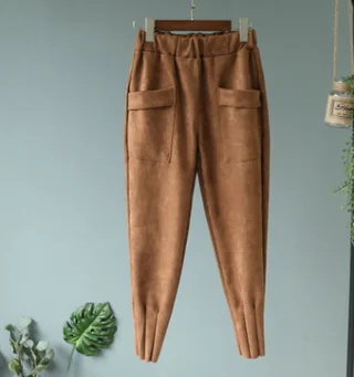 Student casual slimming nine-point harem pants - Coffee Color Pocket - View 1