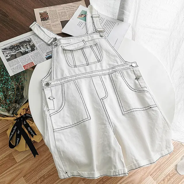 Wide Leg Pants Purple Overalls Women's Summer Casual Shorts White - Shop at LoveMi