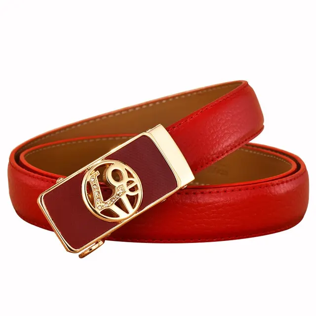 Automatic buckle casual all match Korean belt Red - Shop at LoveMi