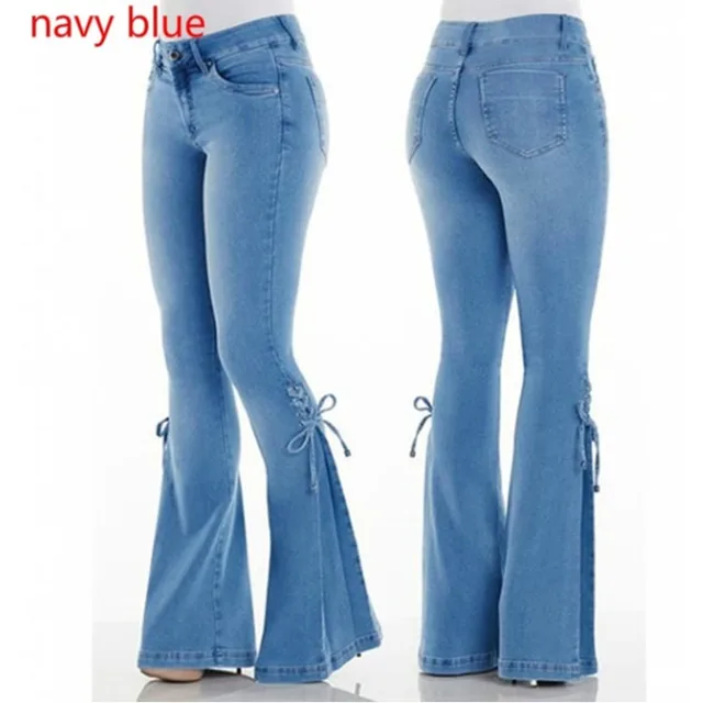 Ladies jeans mid waisted denim trousers stretch jeans Light Blue - Shop at LoveMi
