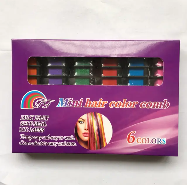 Temporary Mini Disposable Crayons Hair Color Dyeing Mascara Dye Chalk Box With Brush 3Box 6Color - Shop at LoveMi