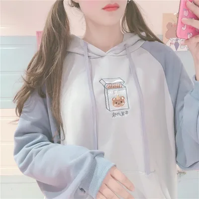 Women's Japanese Loose Plus Velvet Thick Sweater Blue - Shop at LoveMi