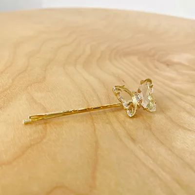Autumn and winter new style Elf jelly butterfly one word clip hairpin Beige - Shop at LoveMi