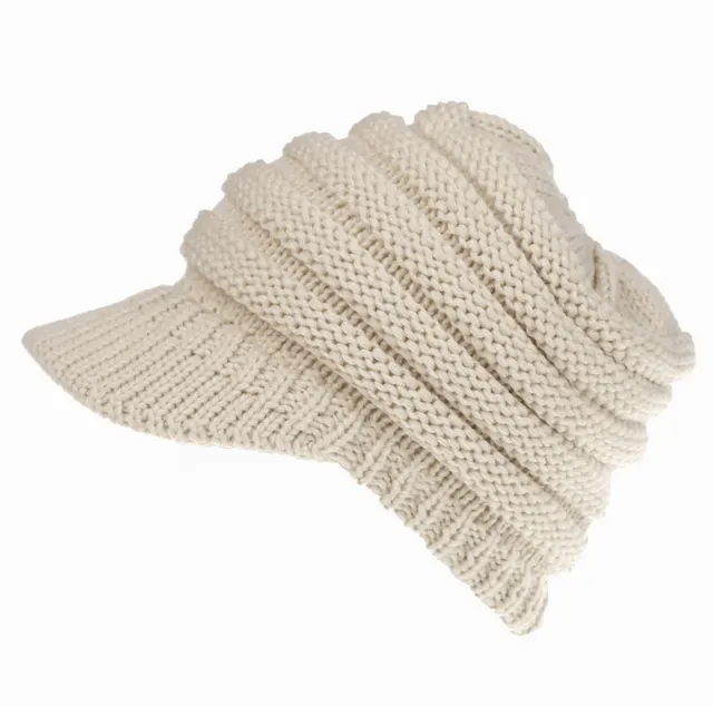 Women Ponytail Beanies Autumn Winter Hats Female Soft Knitting Caps Warm Ladies Skullies Beige - Shop at LoveMi