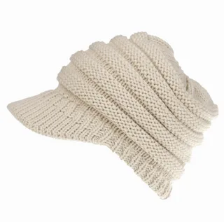 Women Ponytail Beanies Autumn Winter Hats Female Soft Knitting Caps Warm Ladies Skullies - Beige