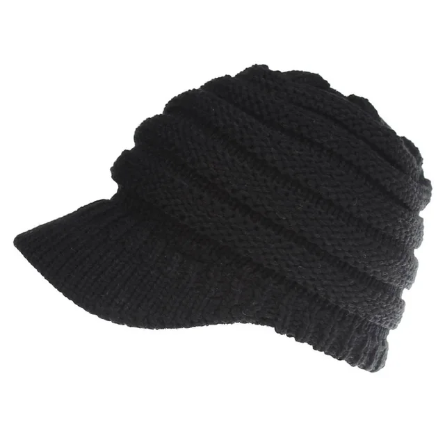 Women Ponytail Beanies Autumn Winter Hats Female Soft Knitting Caps Warm Ladies Skullies Black - Shop at LoveMi