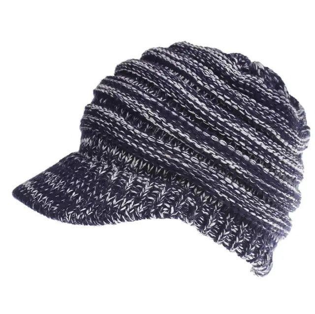 Women Ponytail Beanies Autumn Winter Hats Female Soft Knitting Caps Warm Ladies Skullies Navy White - Shop at LoveMi