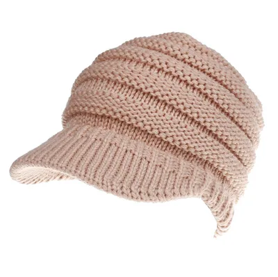 Women Ponytail Beanies Autumn Winter Hats Female Soft Knitting Caps Warm Ladies Skullies Pink - Shop at LoveMi