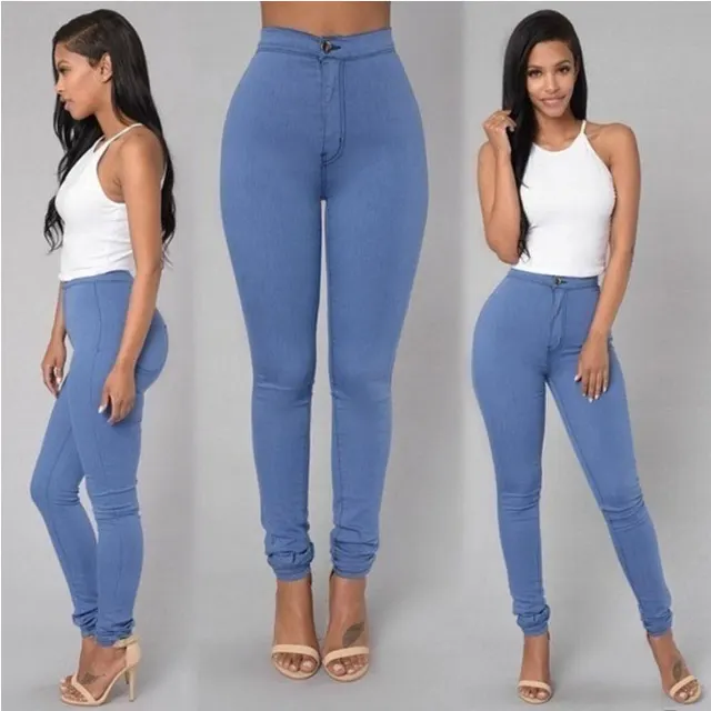 Ladies fashion slim casual stretch skinny jeans Blue - Shop at LoveMi